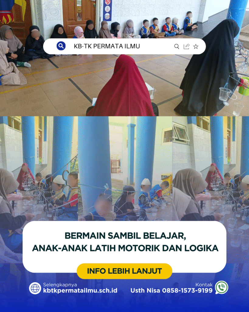 KBTKPERMATAILMU.SCH.ID – Kegiatan kelas TK-B pada Kamis, 25 September 2025/2 Robi’ul Tsani 1447 H berlangsung dengan penuh keceriaan. Anak-anak diajak bermain sekaligus bereksperimen sederhana yang mengasah keterampilan berpikir serta kemampuan motorik mereka. Melalui aktivitas ini, anak belajar melatih koordinasi tangan-mata, meningkatkan konsentrasi, serta mengembangkan daya juang. Selain itu, mereka juga dikenalkan pada konsep dasar seperti keseimbangan, perbedaan berat-ringan, dan pengukuran dengan cara yang menyenangkan. Kegiatan sederhana namun bermakna ini tidak hanya menambah pengalaman baru bagi anak, tetapi juga membantu menumbuhkan rasa ingin tahu, kemampuan sosial, dan keterampilan bahasa melalui interaksi dengan guru dan teman sebaya. Dengan pendekatan belajar yang menyenangkan, anak-anak mendapatkan fondasi penting untuk tumbuh sebagai pribadi yang aktif, percaya diri, dan siap menghadapi tahap perkembangan berikutnya. (mu/sa)