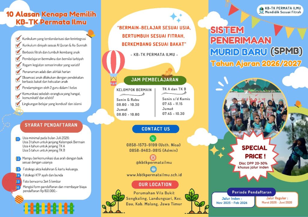 Talent Mapping, TK Islam Malang, PAUD Sunnah, TK Sunnah, Fitrah Based Education, TK di Malang, Montessori, Biaya TK di Malang, Biaya PAUD di Malang, TK Islam terbaik, TK favorit di Malang, TK dengan metode Montessori, TK berbasis Qur’an, TK Tahfidz, PAUD terbaik di Dau, PAUD terbaik di Sengkaling, PAUD terbaik di Malang, PAUD terbaik di Batu, TK dekat Oma Campus, TK dekat Perum Atlantis, TK dekat Ar-Rohmah, TK ramah anak di Malang, TK ramah anak, TK dengan pembelajaran Islami, TK unggulan, PAUD kreatif dan inovatif, TK dengan guru pendamping 2 orang, TK metode Fitrah Based Education, TK dengan kegiatan outbound, Sistem Penerimaan Siswa Baru (SPMB) 2026/2027, Penerimaan Peserta Didik Baru (PPDB) 2026/2027